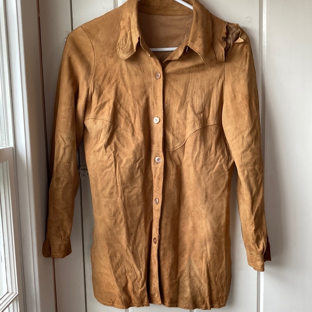 Vintage suede leather lined shirt